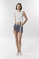 Zemeta Sleepy Sports Striped Mesh Micro Mini Skirt