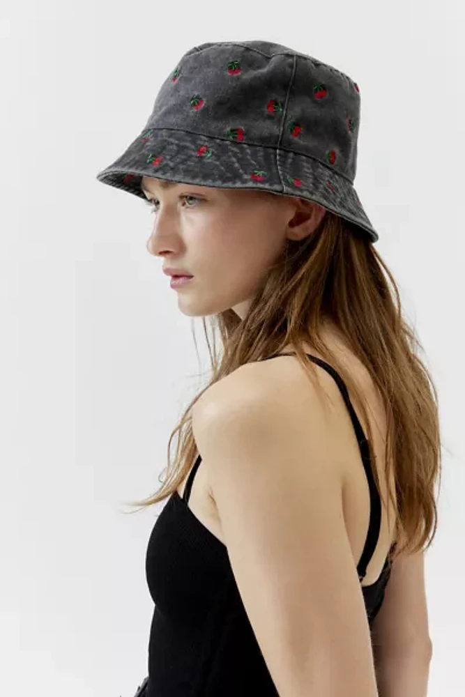 Cherry Embroidered Bucket Hat