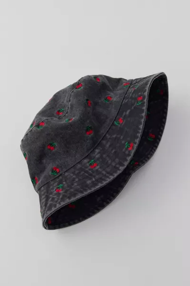 Cherry Embroidered Bucket Hat