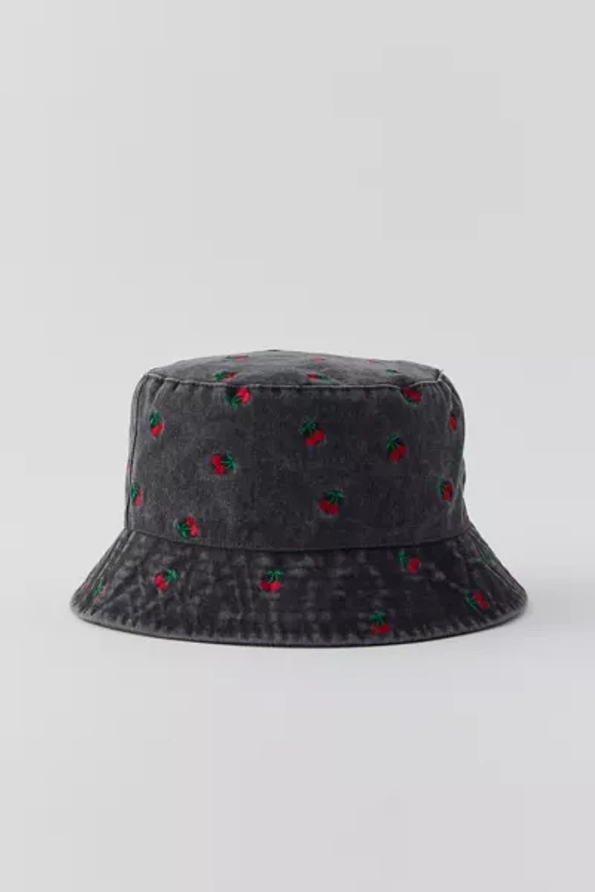 Cherry Embroidered Bucket Hat