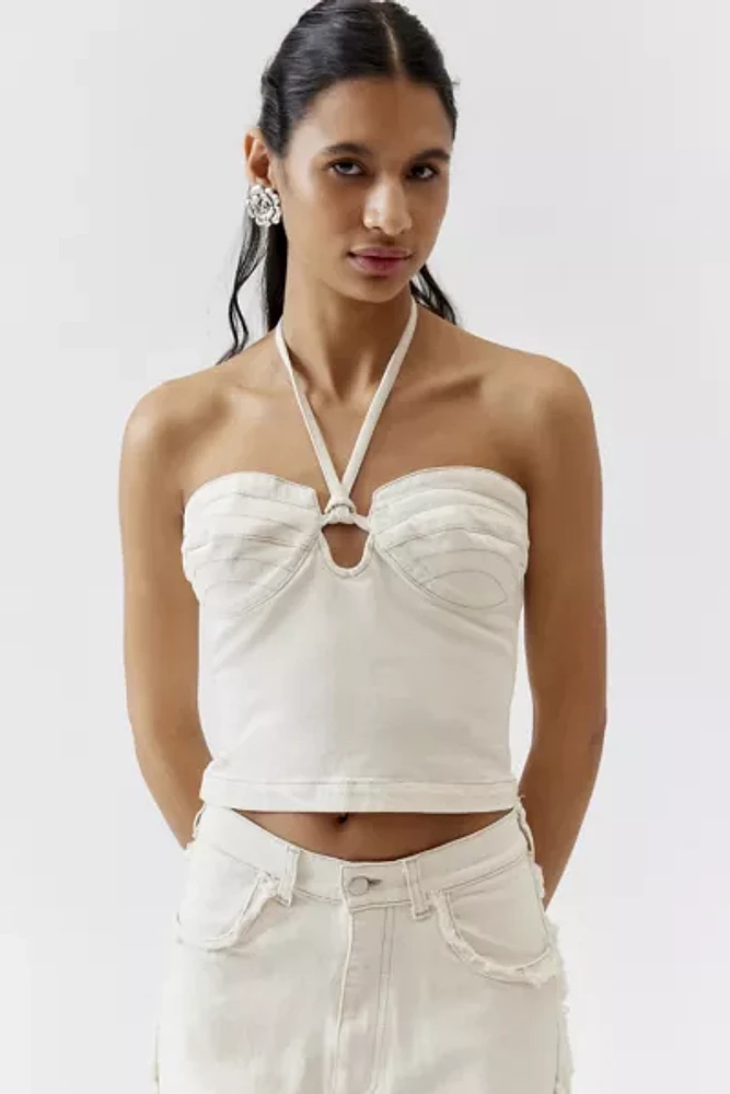 ESTHE Denim Cutout Halter Top