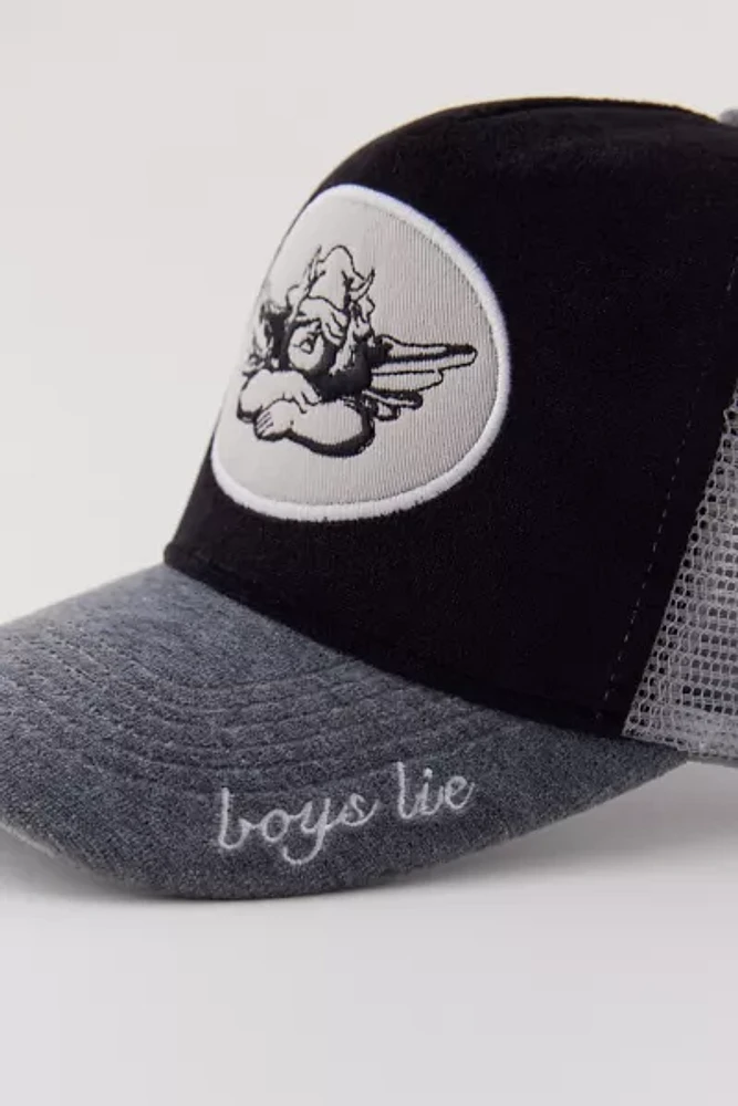 Boys Lie Velvet Trucker Hat