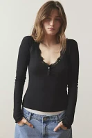 Out From Under Diana Layering Lace-Trim Henley Top