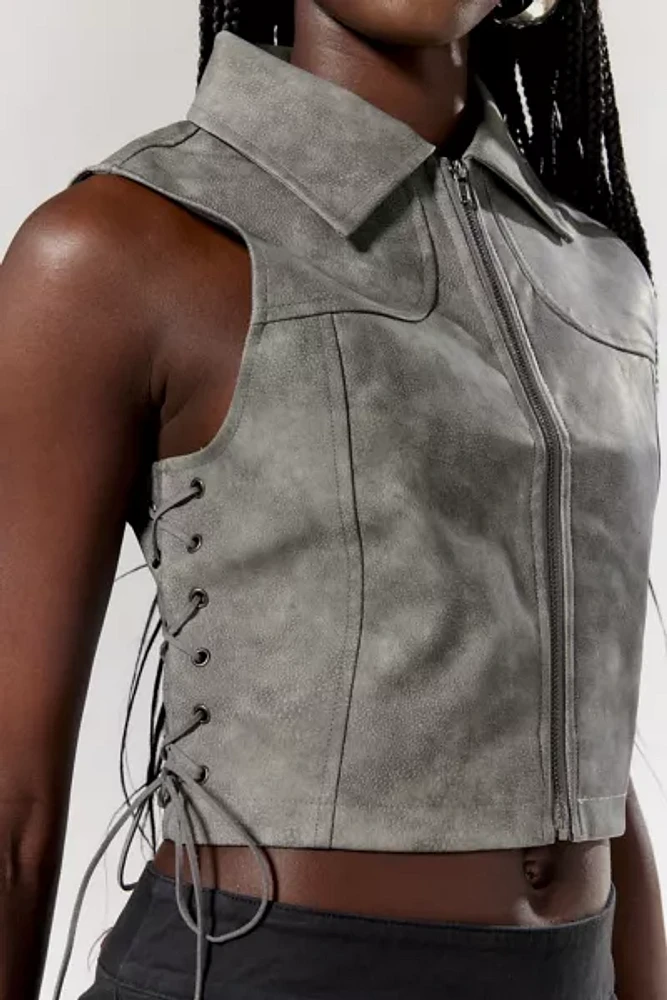 Silence + Noise Phoenix Faux Suede Lace-Up Vest