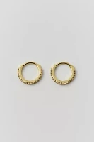 14k Gold &  White Plated Rhinestone Hoop Earring