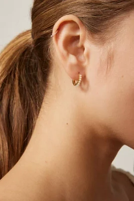14k Gold &  White Plated Pearl Hoop Earring