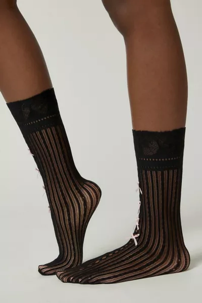 Bow Pointelle Mid-Calf Sock