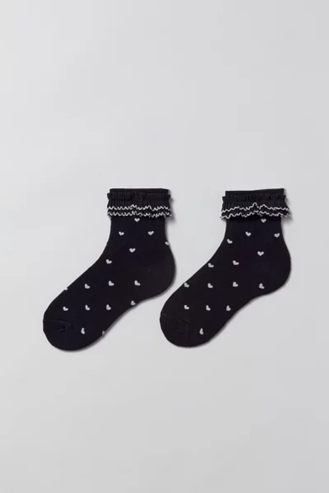 Heart Ruffle Crew Sock