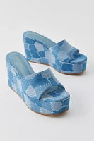 Azalea Wang Banas Patchwork Denim Platform Sandal