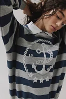 BDG Hayes Anchor Striped Collared Pullover Sweatshirt