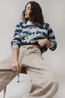 BDG Hayes Anchor Striped Collared Pullover Sweatshirt