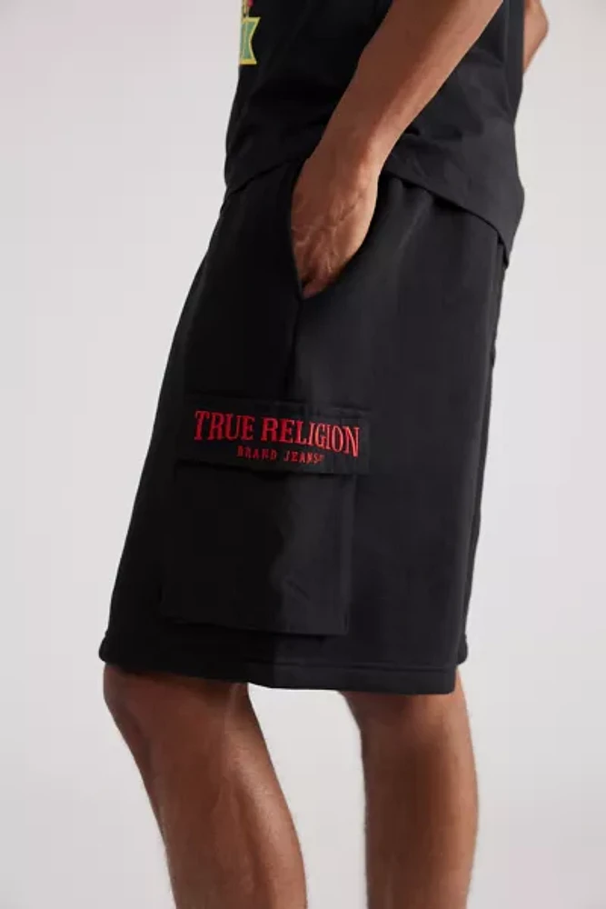 True Religion Mixed Media Cargo Sweatshort