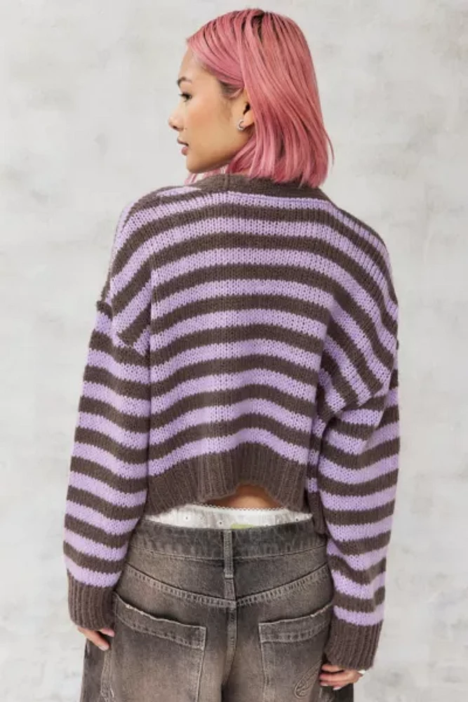 UO Purple & Brown Laguna Kai Striped Cardigan