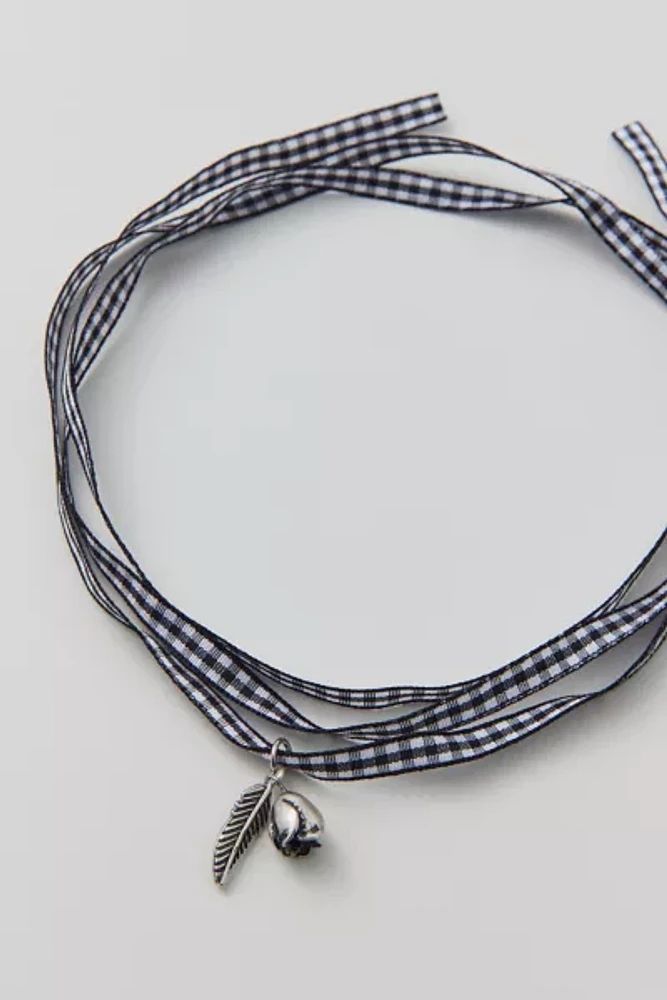 Icon Gingham Ribbon Wrap Necklace