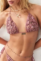 Out From Under Sequined Open Stitch Bikini Top