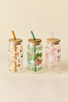 Classic Patterned To-Go Glass Tumbler