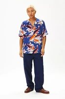 Avanti Koi Pattern Silk Short Sleeve Button-Down Shirt