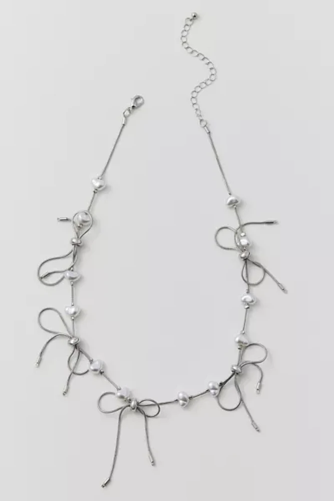 Mini Bow Pearl Necklace
