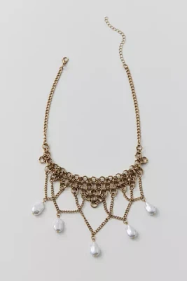 Pearl Chain Bib Necklace