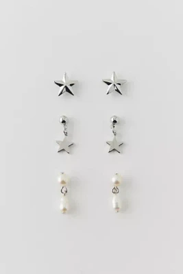 Star & Pearl Post Earring Set
