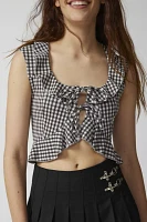 UO Ilene Gingham Tie-Front Top