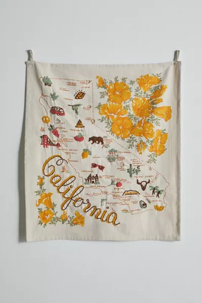 Embroidered Map Tapestry