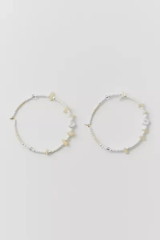 Beaded Stone Oversized Hoop Earring