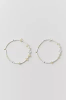 Beaded Stone Oversized Hoop Earring