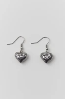 Etched Heart Drop Earring