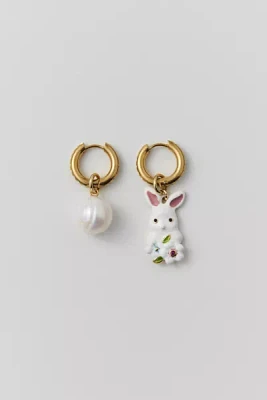 NOTTE Jewelry Lucky Bunny Pearl Hoop Earring