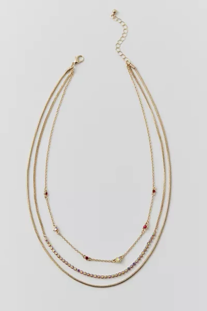 Delicate Rhinestone Layered Necklace