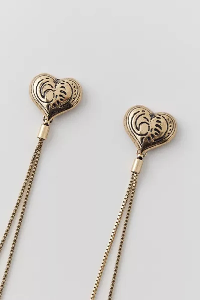 Heart Fringe Drop Earring