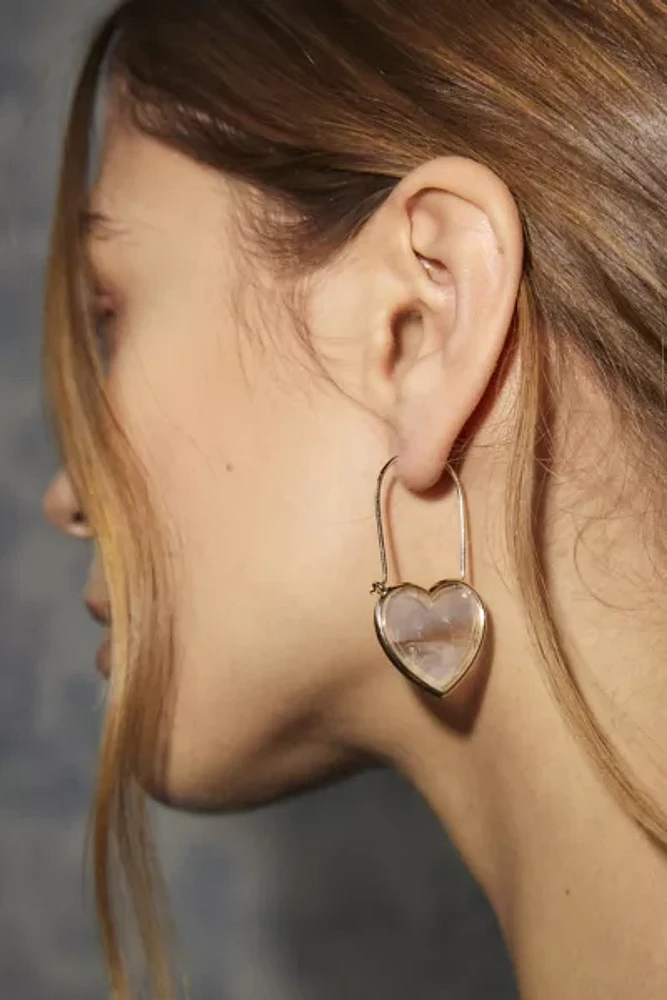 Oblong Shell Heart Hoop Earring