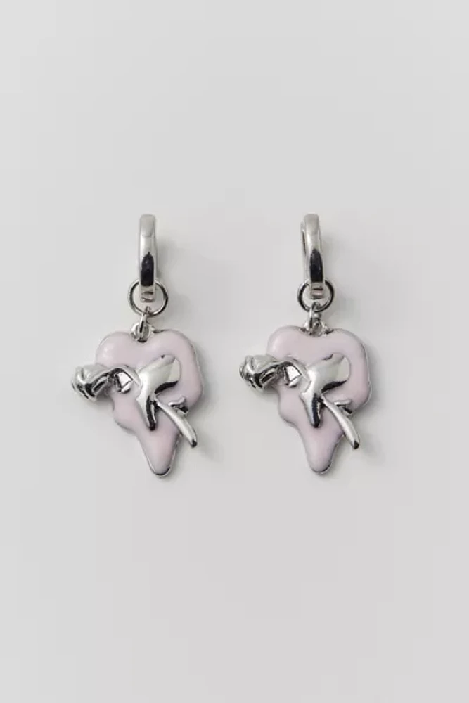 Rose Heart Enamel Charm Earring