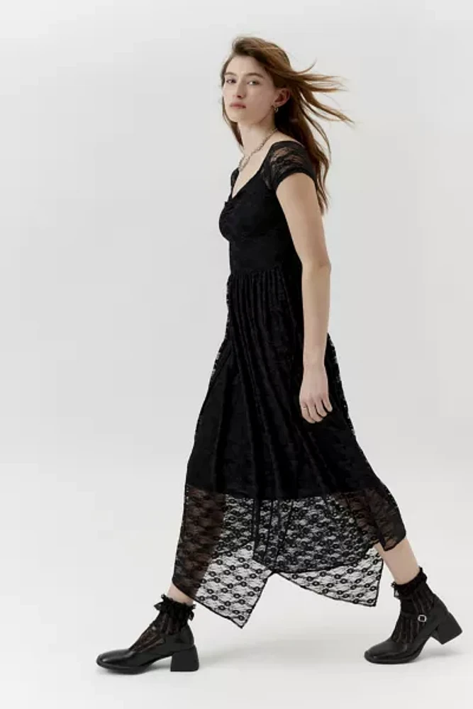 Urban Renewal Remnants Lace Cap Sleeve Asymmetric Maxi Dress