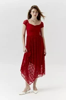 Urban Renewal Remnants Lace Cap Sleeve Asymmetric Maxi Dress