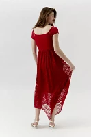 Urban Renewal Remnants Lace Cap Sleeve Asymmetric Maxi Dress