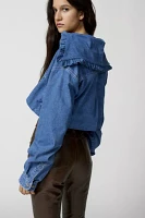 Urban Renewal Remade Ruffle Collar Chambray Cropped Shirt