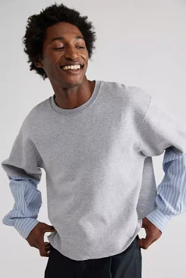 Urban Renewal Remade Shirting Sleeve Crew Neck Sweatshirt