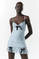 Motel Khali Polka Dot Bow Mini Dress