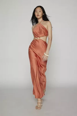 Another Girl Cutout Satin Halter Dress