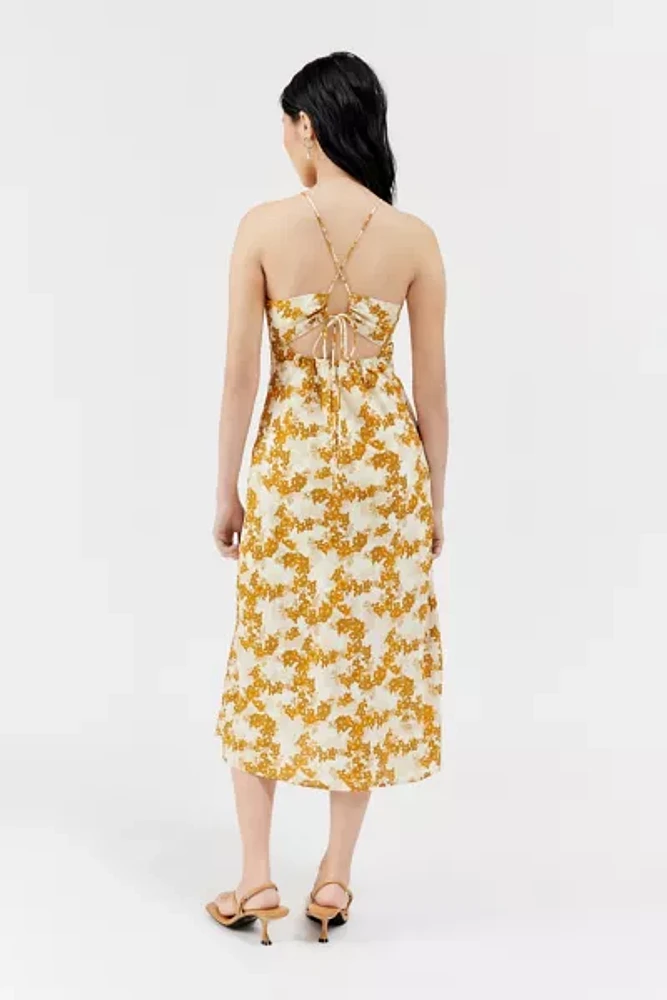 Kiss The Sky Floral Halter Midi Dress