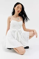 Kiss The Sky Pearl Eyelet Mini Dress