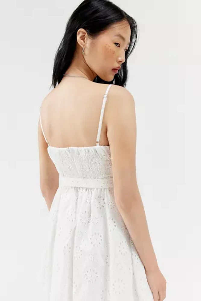 Kiss The Sky Pearl Eyelet Mini Dress