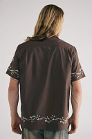 BDG Ornate Embroidered Short Sleeve Button-Down Shirt