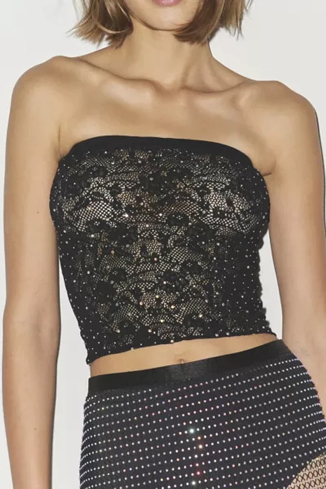 Out From Under Divine Sheer Lace Diamante Tube Top