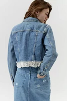 Urban Renewal Remade Y2K Lace Ruffle Denim Jacket