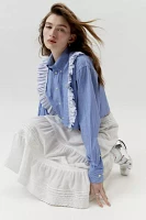 Urban Renewal Remade Raw Cropped Ruffle Front Shirt