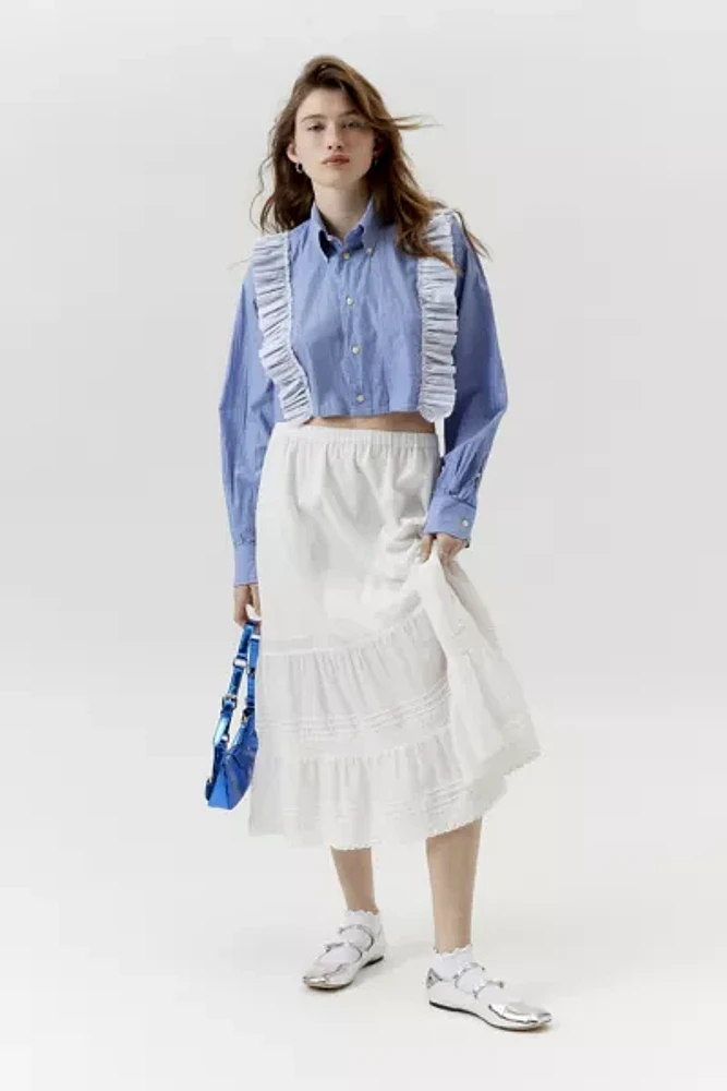 Urban Renewal Remade Raw Cropped Ruffle Front Shirt