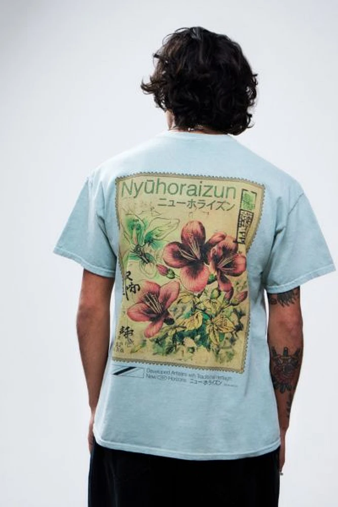 UO Light Blue Floral Horizon Tee